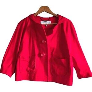 See By Chloe Crop Bolero Jacket Women's 2 Red Hooded %100 Cotton Pockets